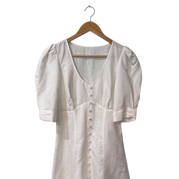 Parker  Womens  Kiera Mini Dress Size 2 XS in White Linen Blend - Picture 3 of 14